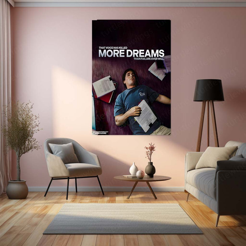 Quote Metal Poster | Christian Bale – That Voice Has Killed More Dreams Metal Frame Silencing Self-Doubt, Inner Discipline & Mental Strength Motivational Wall Art | Psychological Grit Quote Metal Poster