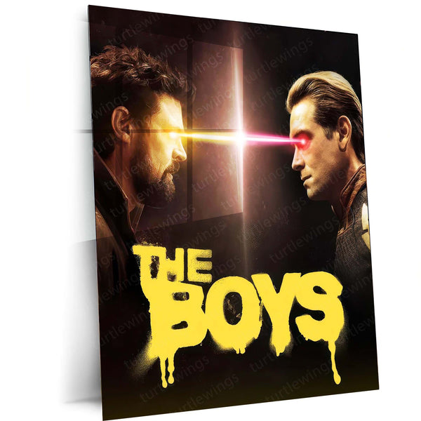 The Boys Epic Face-Off – Butcher vs Homelander | Superhero Showdown Metal Frame Poster