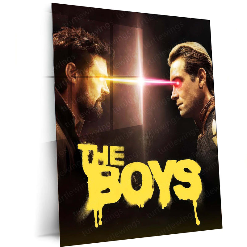 The Boys Epic Face-Off – Butcher vs Homelander | Superhero Showdown Metal Frame Poster