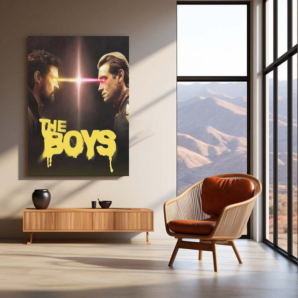 The Boys Epic Face-Off – Butcher vs Homelander | Superhero Showdown Metal Frame Poster