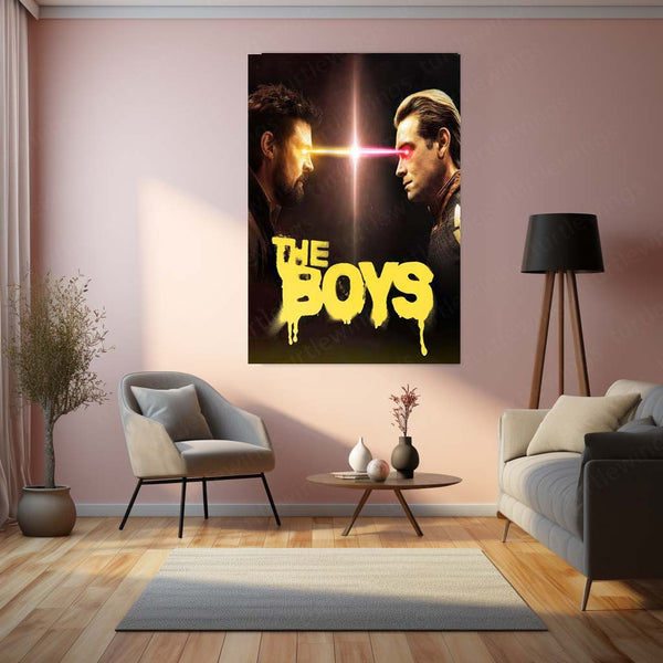 The Boys Epic Face-Off – Butcher vs Homelander | Superhero Showdown Metal Frame Poster