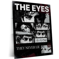 Quote Metal Poster | The Eyes – They Never Lie Metal Frame Truth, Intuition & Unspoken Reality Psychological Quote Wall Art | Dark Minimal Mindset Metal Poster - TURTLEWINGS 
