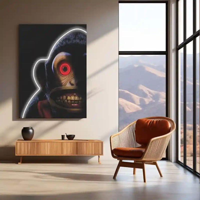 Evil Monkey Neon LED Frame | Horror Aesthetic Wall Art | Dark Creepy Glow Design - TURTLEWINGS 