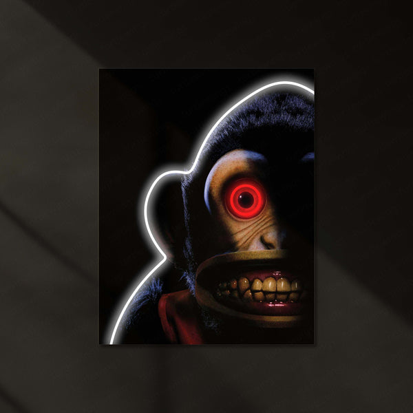 Evil Monkey Neon LED Frame | Horror Aesthetic Wall Art | Dark Creepy Glow Design