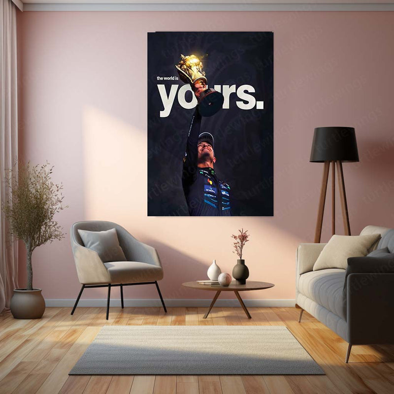 Quote Metal Poster | Lando Norris – The World Is Yours Metal Frame Victory Mindset & Next-Gen Champion Energy Wall Art | Formula 1 Triumph Metal Poster