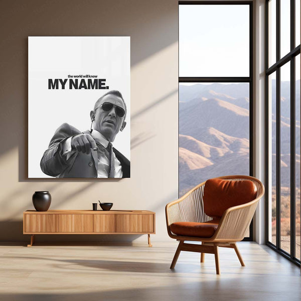 Quote Metal Poster | Daniel Craig – The World Will Know My Name Metal Frame Unshakable Confidence & Legacy Energy Wall Art | Iconic Power Statement Metal Poster