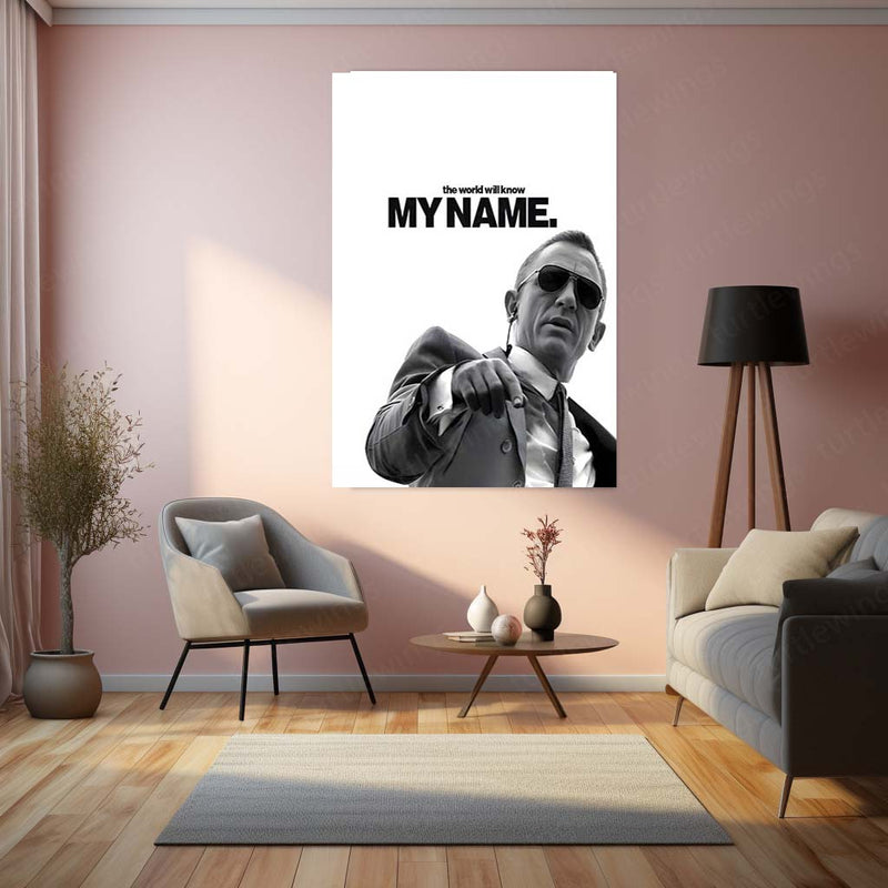 Quote Metal Poster | Daniel Craig – The World Will Know My Name Metal Frame Unshakable Confidence & Legacy Energy Wall Art | Iconic Power Statement Metal Poster