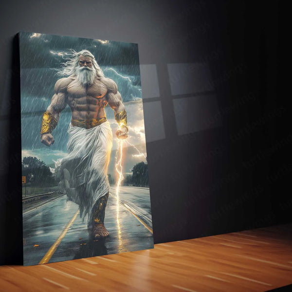 Zeus Metal Poster | Greek God of Thunder Wall Art | Mythology-Inspired Decor - TURTLEWINGS 