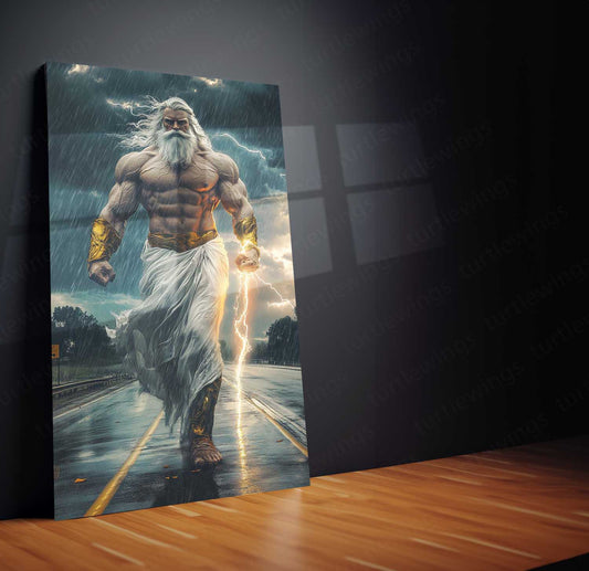 Zeus Metal Poster | Greek God of Thunder Wall Art | Mythology-Inspired Decor