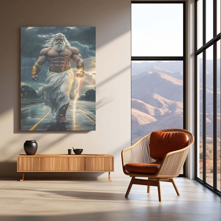 Zeus Metal Poster | Greek God of Thunder Wall Art | Mythology-Inspired Decor