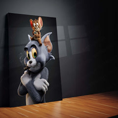 Golden Icons – Tom & Jerry × Donald Duck × Bugs Bunny Metal Poster Set of 3 | Classic Cartoon Legends | Luxury Pop Art Frames