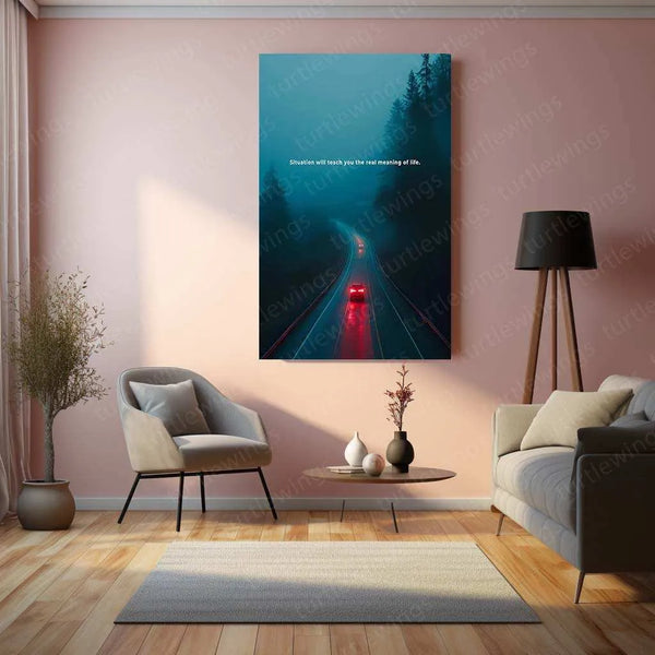 Car Running on Highway – Low Light Fog with Smooth Long Exposure - TURTLEWINGS 