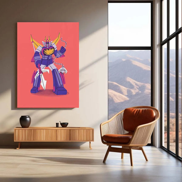 Abstract Metal Poster | Transformer Art Metal Poster | Futuristic Cyberpunk Wall Decor