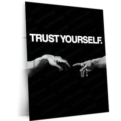 Quote Metal Poster | Trust Yourself Metal Frame Self-Belief & Inner Strength Wall Art | Minimal Confidence Quote Metal Poster