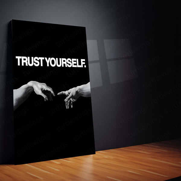 Quote Metal Poster | Trust Yourself Metal Frame Self-Belief & Inner Strength Wall Art | Minimal Confidence Quote Metal Poster