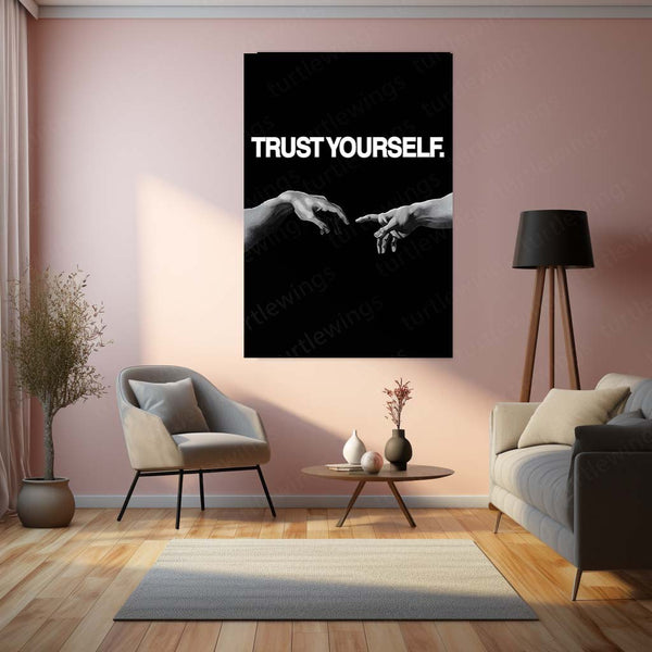 Quote Metal Poster | Trust Yourself Metal Frame Self-Belief & Inner Strength Wall Art | Minimal Confidence Quote Metal Poster