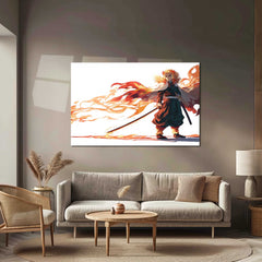 Kyojuro – Full Body Anime Style Metal Frame | Rengoku Flame Hashira Wall Art | Demon Slayer Poster for Otakus - TURTLEWINGS 