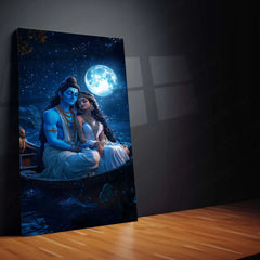 Spiritual Metal Poster | Lord Shiv Parvati Metal Poster | Divine Couple Wall Art | Spiritual Decor for Home & Temple 03 - TURTLEWINGS 