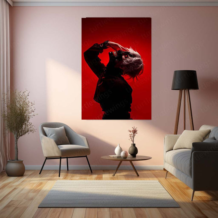 Anime Metal Poster | Ken Kaneki Metal Poster | Tokyo Ghoul Wall Art | Dark Anime Aesthetic Decor