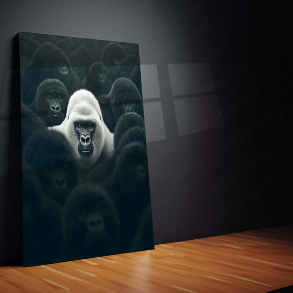 White Gorilla Metal Frame – Standing Alone Poster Art - TURTLEWINGS 