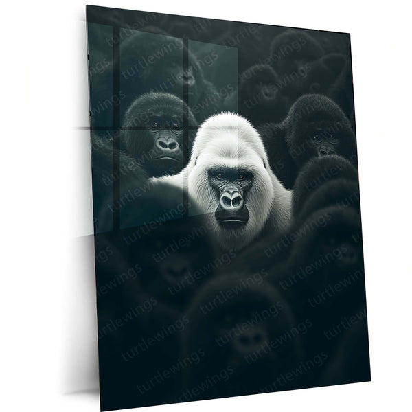 White Gorilla Metal Frame – Standing Alone Poster Art - TURTLEWINGS 