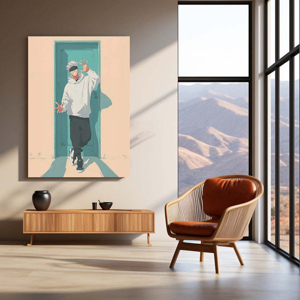 Gojo Satoru Illustrated Metal Frame – Jujutsu Kaisen Anime Poster | Six Eyes Sorcerer Wall Art | Otaku-Grade Room Decor - TURTLEWINGS 