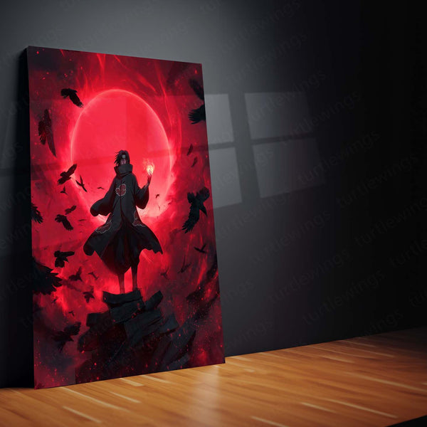 Itachi Uchiha Heroic Full-Body Scene Metal Frame – Naruto Shippuden Poster | Anime-Style Uchiha Clan Wall Art | Legendary Shinobi Decor - TURTLEWINGS 