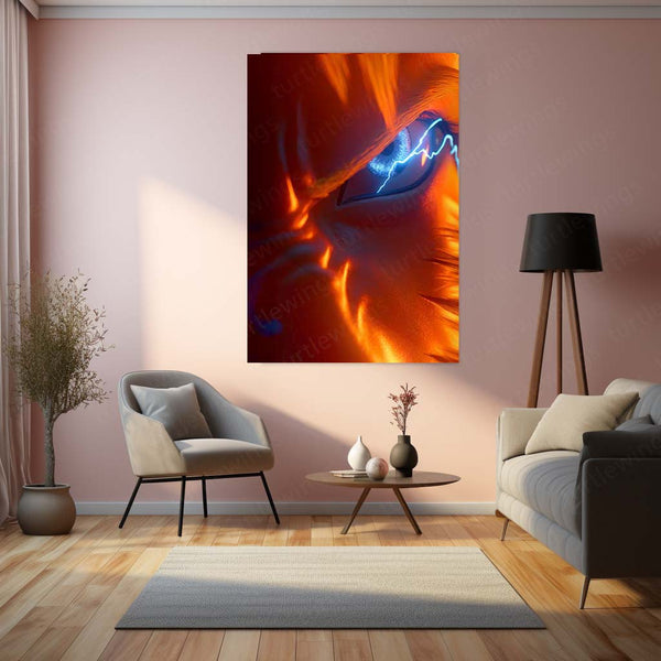 Naruto Uzumaki in the Dark Metal Frame – Extreme Close-Up Poster | Hidden Pain & Power Wall Art | Ninja Way Collector's Decor - TURTLEWINGS 