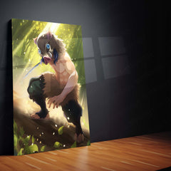 Inosuke Hashibira Metal Frame – Demon Slayer Poster | Boar Mask Slayer Wall Art | Wild Anime Decor for Kimetsu no Yaiba Fans - TURTLEWINGS 