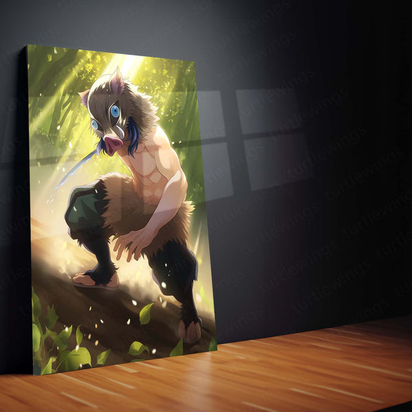 Inosuke Hashibira Metal Frame – Demon Slayer Poster | Boar Mask Slayer Wall Art | Wild Anime Decor for Kimetsu no Yaiba Fans - TURTLEWINGS 