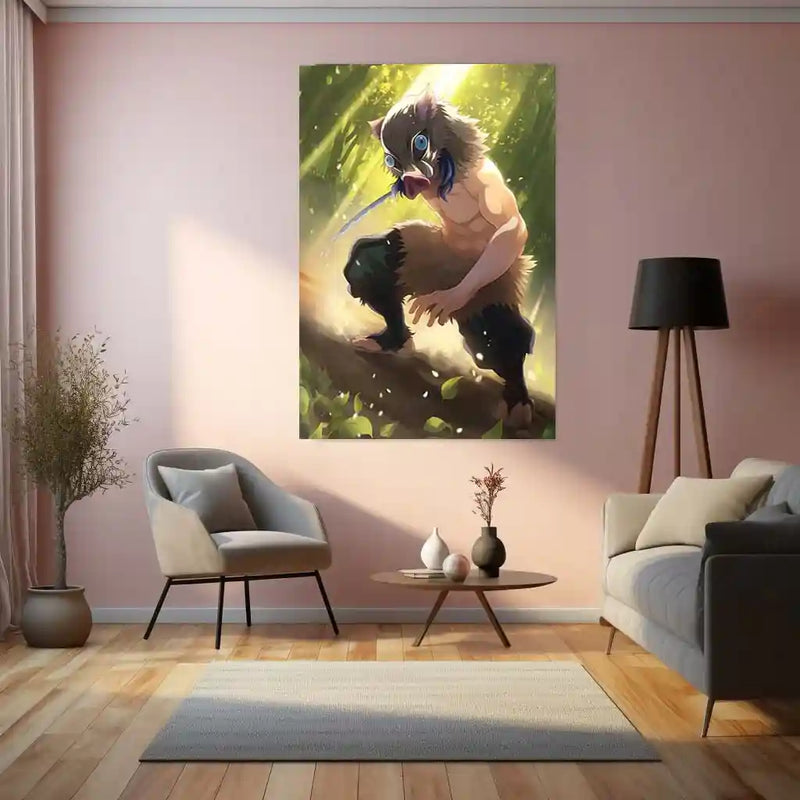 Inosuke Frame Inosuke Hashibira Metal Frame – Demon Slayer Poster | Boar Mask Slayer ...