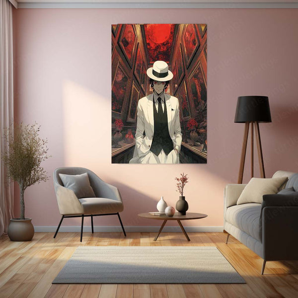 Muzan Kibutsuji Metal Frame – Demon Slayer Poster | Elegant Villain in Mirror Hallway | Dark Anime Decor for Kimetsu no Yaiba Fans - TURTLEWINGS 