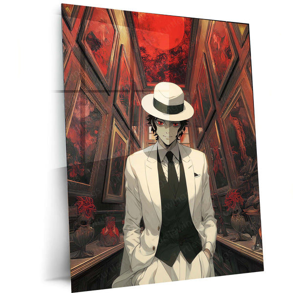 Muzan Kibutsuji Metal Frame – Demon Slayer Poster | Elegant Villain in Mirror Hallway | Dark Anime Decor for Kimetsu no Yaiba Fans - TURTLEWINGS 
