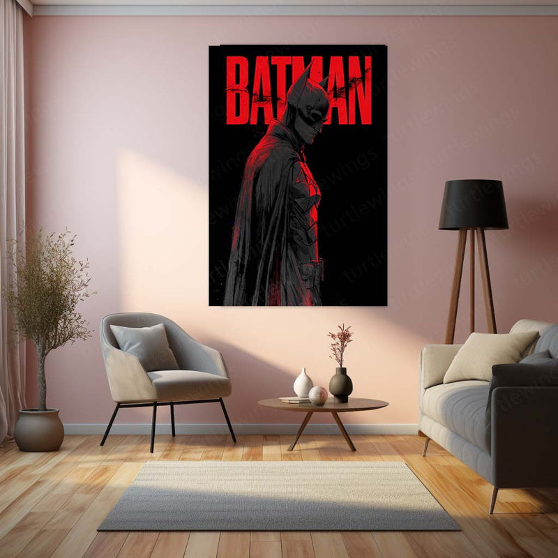Batman Metal Frame – Futuristic Tattoo-Inspired Design | Bob Layzell Style Hero Art | Dark Aesthetic Wall Decor - TURTLEWINGS 