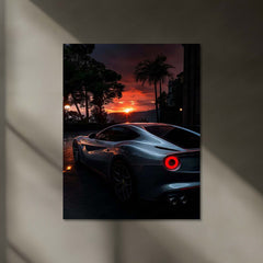 LED | 🏎️ Ferrari F12 Neon LED Metal Poster | Glowing Supercar Wall Art