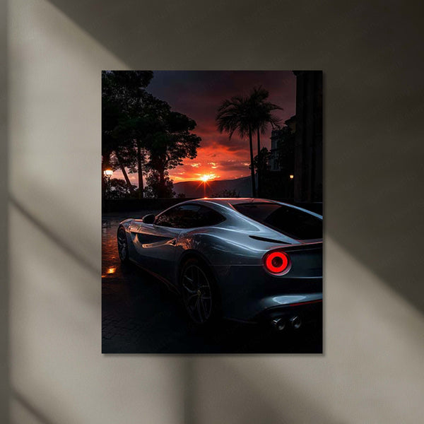 LED | 🏎️ Ferrari F12 Neon LED Metal Poster | Glowing Supercar Wall Art