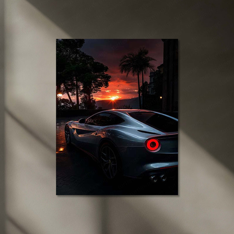 LED | 🏎️ Ferrari F12 Neon LED Metal Poster | Glowing Supercar Wall Art