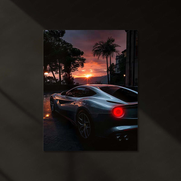 LED | 🏎️ Ferrari F12 Neon LED Metal Poster | Glowing Supercar Wall Art