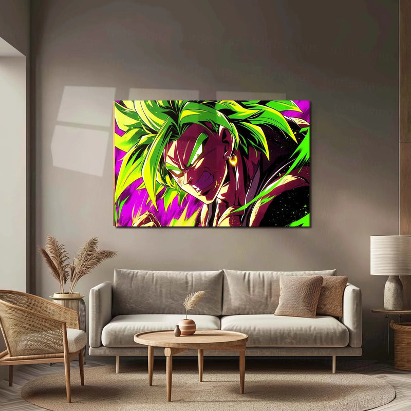 Anime Metal Poster | Broly Green Hair Metal Poster | Dragon Ball Super Wall Art | Legendary Saiyan Rage Decor - TURTLEWINGS 