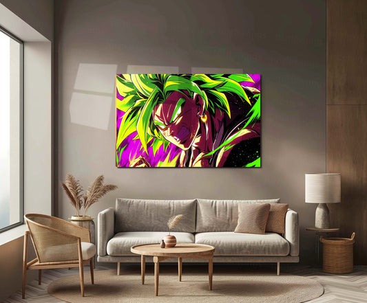 Anime Metal Poster |  Broly Green Hair Metal Poster | Dragon Ball Super Wall Art | Legendary Saiyan Rage Decor