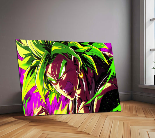 Anime Metal Poster |  Broly Green Hair Metal Poster | Dragon Ball Super Wall Art | Legendary Saiyan Rage Decor