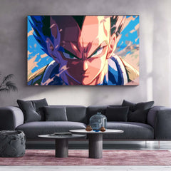 Anime Metal Poster | Vegeta Blue Eyes Metal Poster | Super Saiyan Blue Wall Art | Dragon Ball Anime Warrior Decor - TURTLEWINGS 