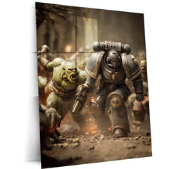 Warhammer 40k  | Epic Battle Scene Metal Poster | HD Metal Wall Frame for Gamers & Collectors 12