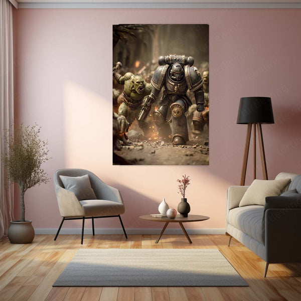 Warhammer 40k  | Epic Battle Scene Metal Poster | HD Metal Wall Frame for Gamers & Collectors 12