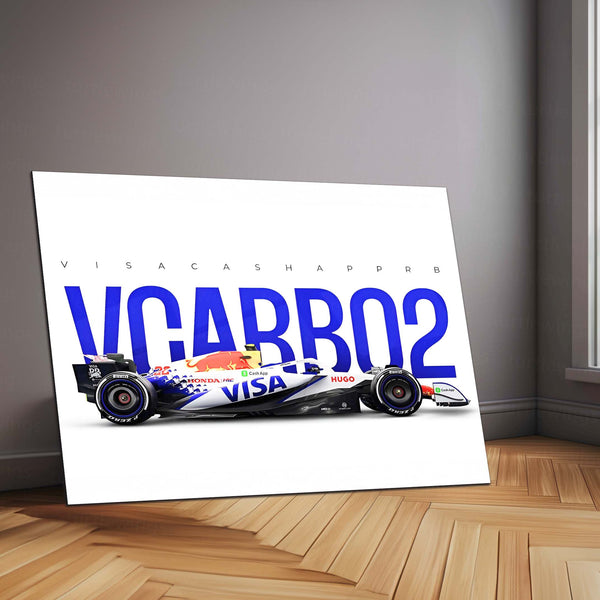 Visa Cash App RB – VCARB 02 Metal Frame | 2024 Formula 1 Car Wall Art - TURTLEWINGS 