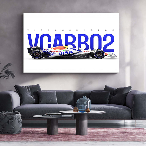 Visa Cash App RB – VCARB 02 Metal Frame | 2024 Formula 1 Car Wall Art - TURTLEWINGS 
