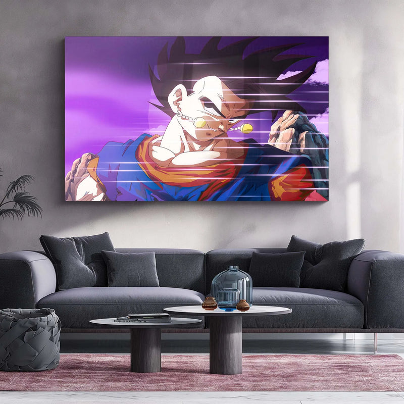 Anime Metal Poster | Vegito – Dragon Ball Daima Style | Fusion Warrior Metal Frame | Anime Wall Art - TURTLEWINGS 