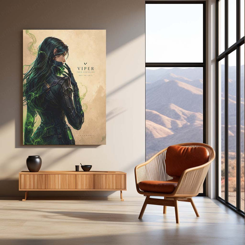 Game Metal Poster | Viper – Defy The Limits Metal Poster Valorant Inspired Wall Art | Toxic Power Gaming Metal Frame