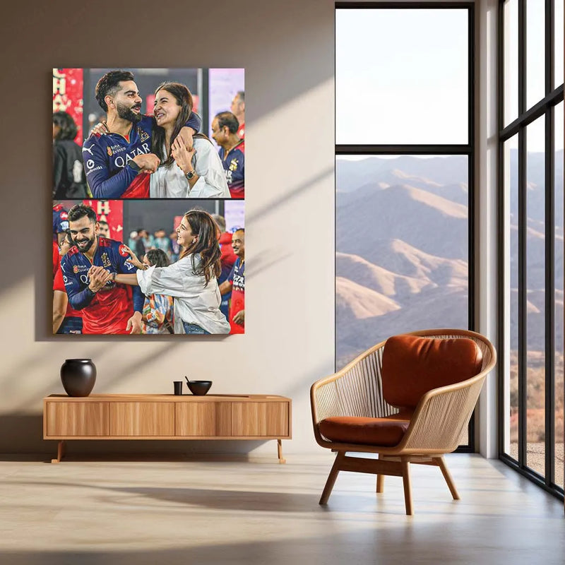 Cricket Metal Poster |💑 Virat Kohli & Anushka Sharma Celebrate RCB's IPL 2025 Win – Iconic Couple Metal Poster | Cricket x Love Edition - TURTLEWINGS 