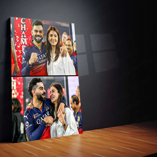 Cricket Metal Poster |💑 Virat Kohli & Anushka Sharma Celebrate RCB's IPL 2025 Win – Iconic Couple Metal Poster | Cricket x Love Edition 01